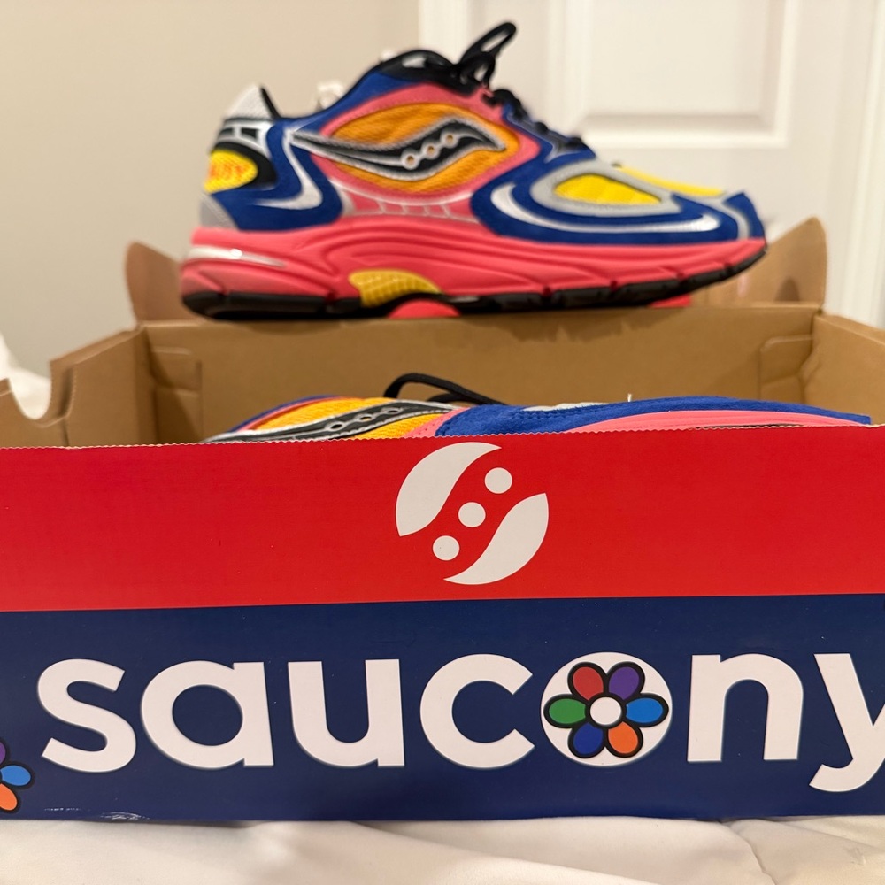 Saucony x Jae Tips Jazz 9 Sneakers - Blue/Yellow/Orange/Pink - Picture 3 of 11